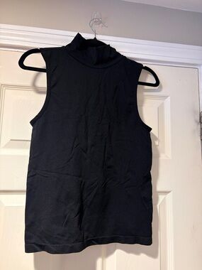 New York Laundry Stretch Sleeveless Mock Neck Tank Top in Black L/XL